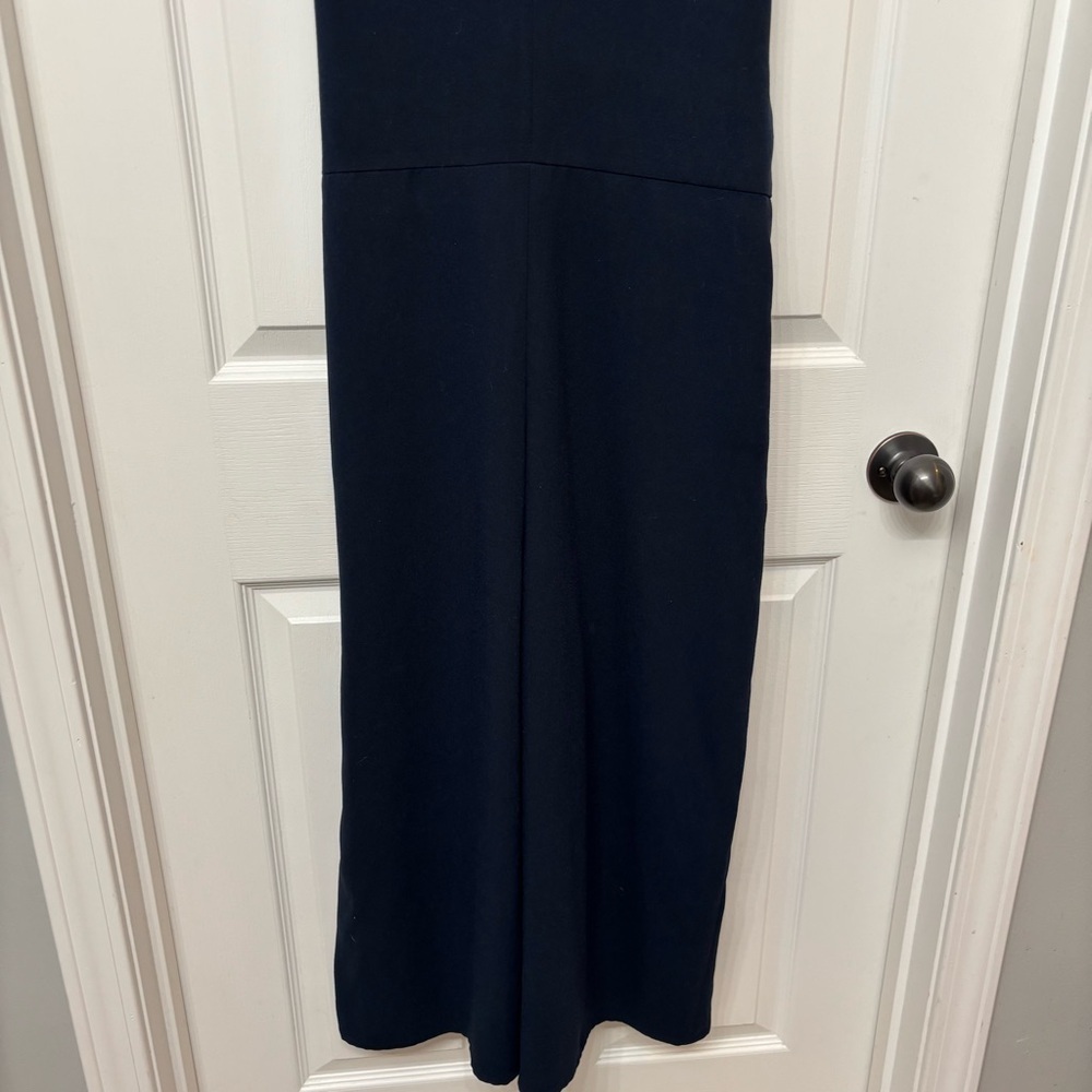 LOFT Deep Blue V-Neck Sleeveless Wide-Leg Jumpsuit - Picture 4 of 11